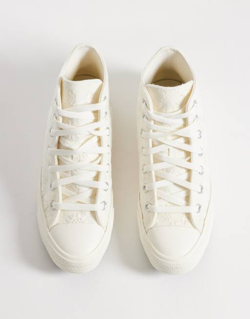 Converse Chuck Taylor - All Star Hi - Sneakers van gebloemd jacquard in ivoorwit, 2 van 5