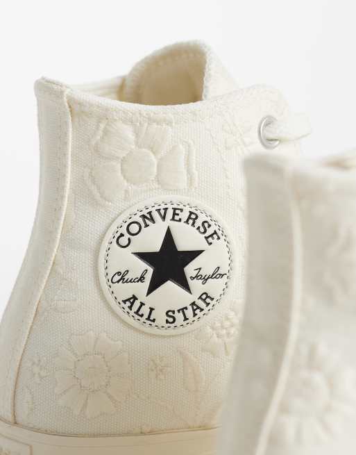Converse Chuck Taylor - All Star Hi - Sneakers van gebloemd jacquard in ivoorwit, 3 van 5
