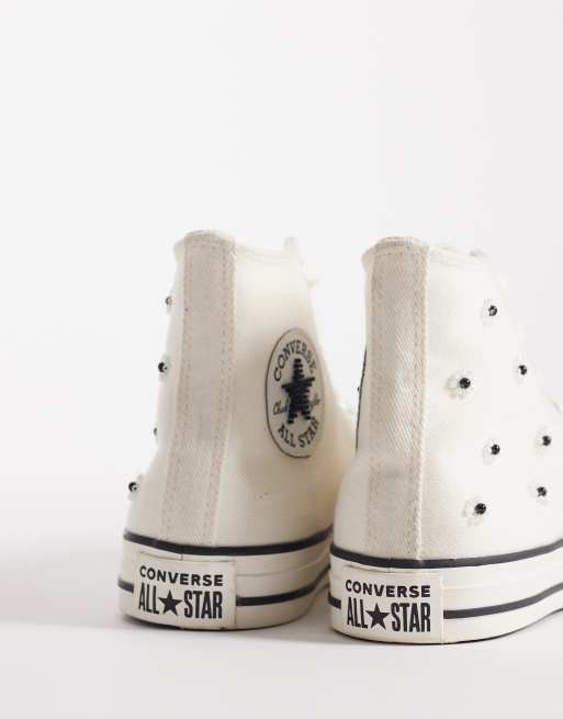 Converse Chuck Taylor All Star Hi sneakers with beading detail in off white, 2 of 5
