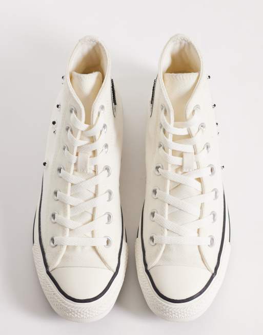 Converse Chuck Taylor All Star Hi sneakers with beading detail in off white, 3 of 5