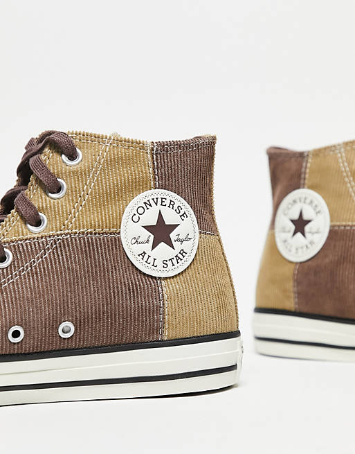 Converse Chuck Taylor All Star Hi sneakers with patchwork in brown | ASOS
