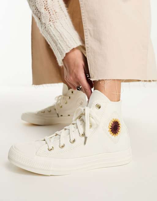 Converse Chuck Taylor All Star hi sneakers with sunflower crochet