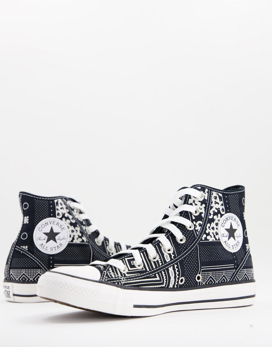 Converse Chuck Taylor - All Star Hi - Sorte sneakers med bandana-print