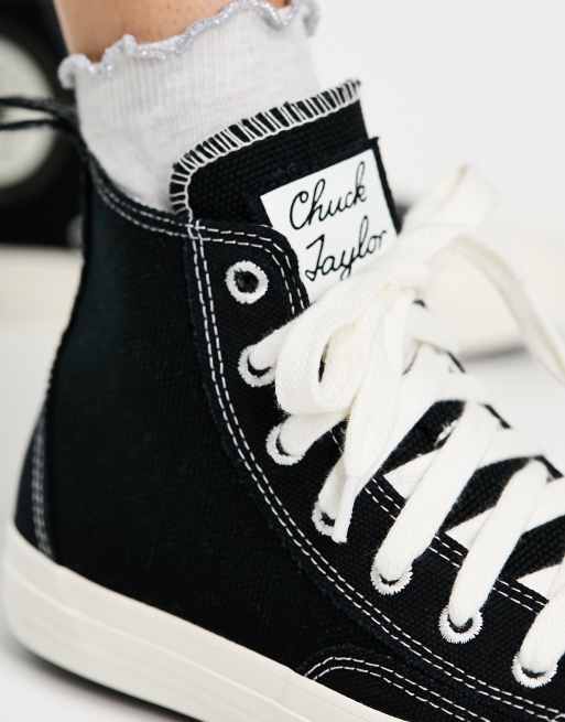 ryste Fremragende fingeraftryk Converse Chuck Taylor - All Star Hi - Sorte sneakers med chunky mærke og  snørebånd | ASOS