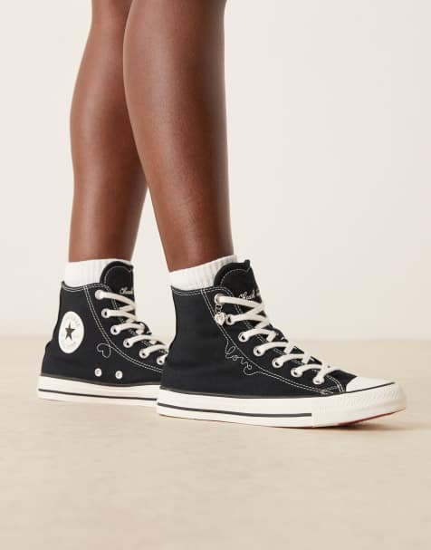 Converse Chuck Taylor - All Star Hi - Sorte sneakers med hjertedetalje - view 1