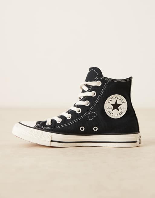 Converse Chuck Taylor - All Star Hi - Sorte sneakers med hjertedetalje, 2 af 5