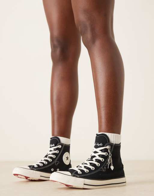 Converse Chuck Taylor - All Star Hi - Sorte sneakers med hjertedetalje, 5 af 5