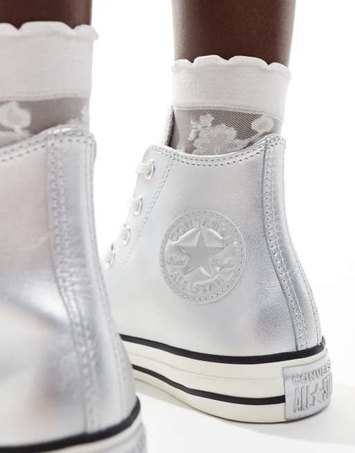 Converse – Chuck Taylor All Star Hi – Srebrne buty sportowe za kostkę, 4 z 5