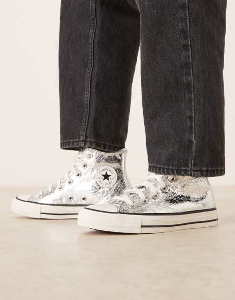 Converse – Chuck Taylor All Star Hi – Srebrne metaliczne buty sportowe - view 1