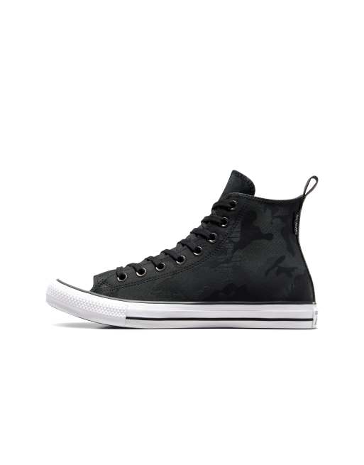 Converse Chuck Taylor All Star Hi Tectuff Sneakers impermeabili mimetiche nere materia scura bianche