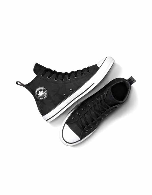 Converse Chuck Taylor All Star Hi Tectuff Sneakers impermeabili mimetiche nere materia scura bianche