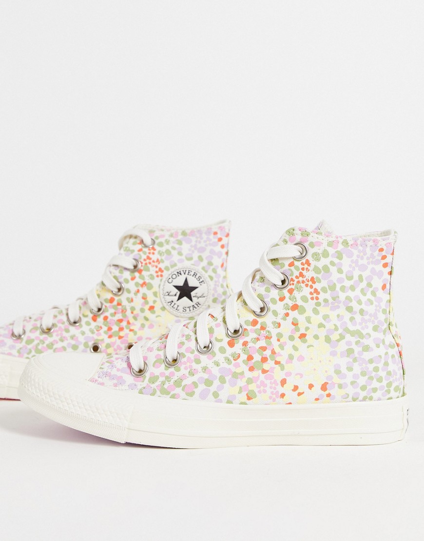 converse chuck taylor all star hi things to grow trainers in ditsy print-multi