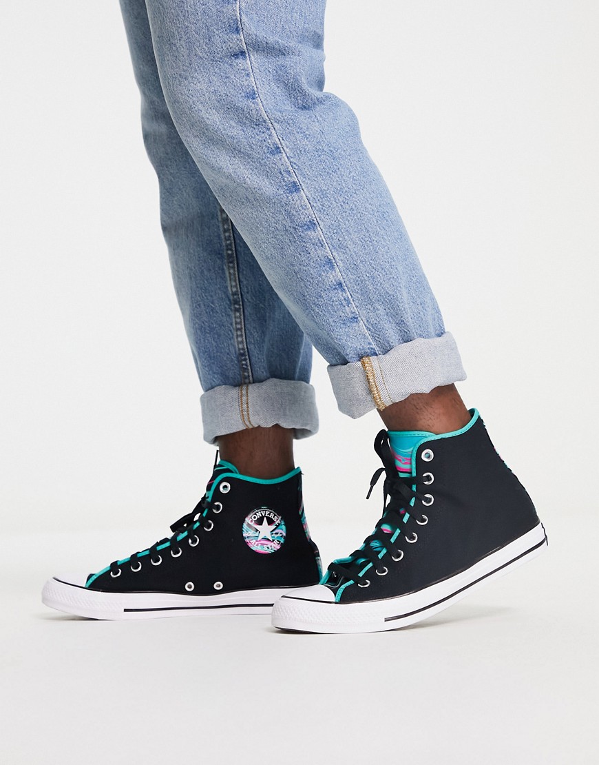 converse chuck taylor all star hi throwback craft hi trainers in black