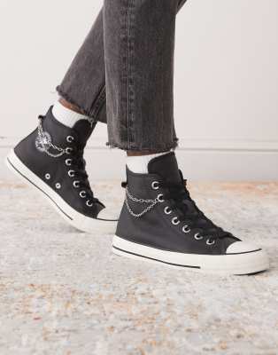 Converse Chuck Taylor All Star Hi top sneakers with chain detailing in black