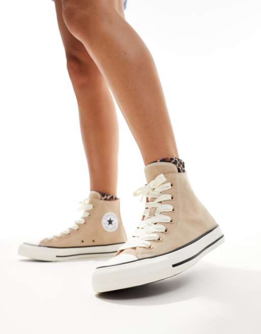 Converse Chuck Taylor All Star Hi trainers in beige suede