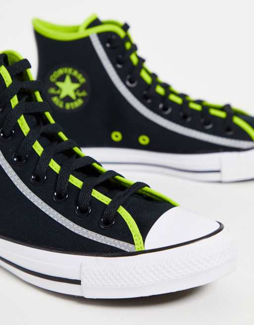 Black and lime green on sale converse