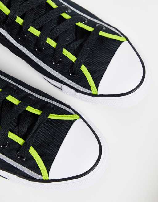 Black and lime green converse hotsell