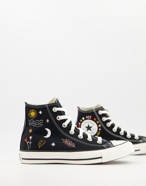 Converse Chuck Taylor All Star Hi trainers in black with embroidery