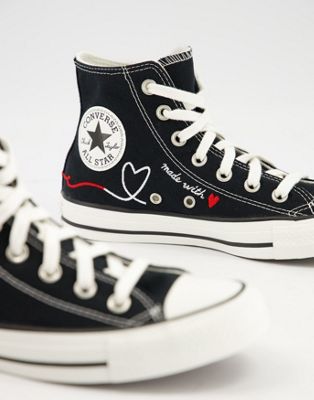 black converse with love heart