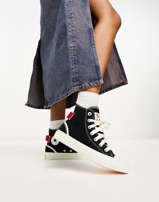 Converse Chuck Taylor All Star Hi trainers in black with utility detailing