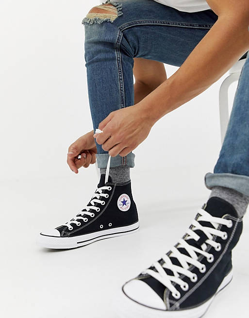 Converse Chuck Taylor All Star Hi trainers In black تيشيرت احمر