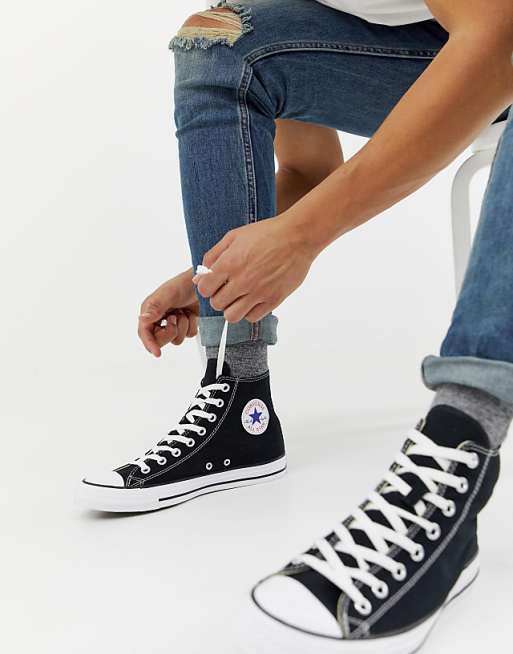 Converse Chuck Taylor All Star Hi trainers In black تيشيرت احمر Converse Chuck Taylor All Star Hi trainers In black تيشيرت احمر