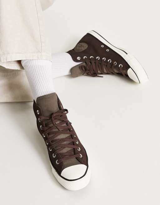 Converse Chuck Taylor All Star Hi leather trainers in dark brown