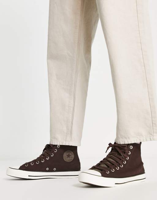 Converse Chuck Taylor All Star Hi leather trainers in dark brown