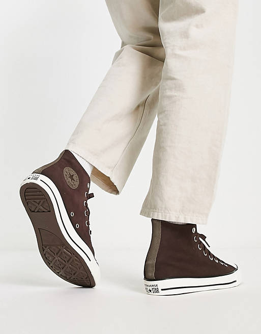 Converse Chuck Taylor All Star hi trainers in dark brown | ASOS