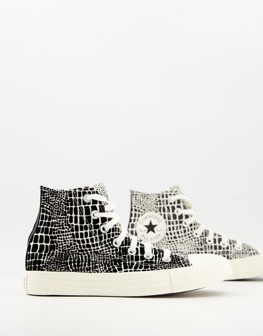 Converse Chuck Taylor All Star Hi trainers in grey snake print