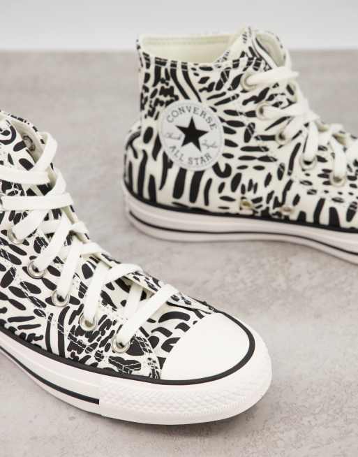 Black and white shop leopard print converse