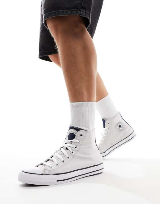 Converse Chuck Taylor All Star Hi trainers in light grey and navy