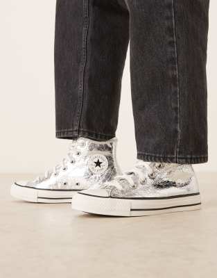  Chuck Taylor All Star Hi trainers in metallic silver