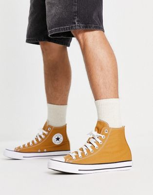 Converse Chuck Taylor All Star Hi trainers in mustard yellow - ASOS Price Checker