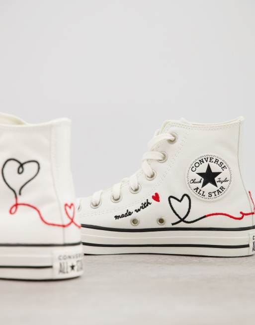 Converse Chuck Taylor All Star Hi trainers in off white with love print