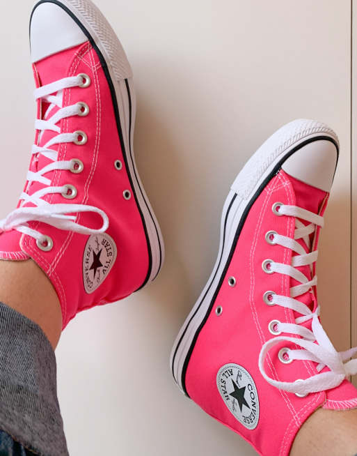 Hot pink converse on sale high tops womens