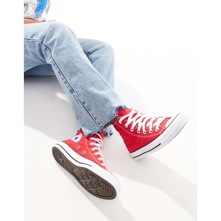 White and red converse shop low tops