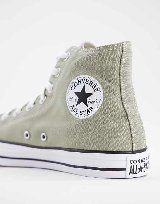Converse Chuck Taylor All Star Hi trainers in washed khaki Converse Chuck Taylor All Star Hi trainers in washed khaki
