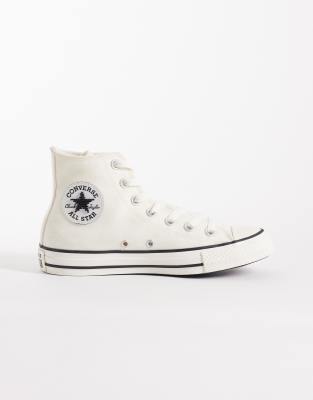 Converse Chuck Taylor All Star Hi trainers with beading detail in off white-Grey