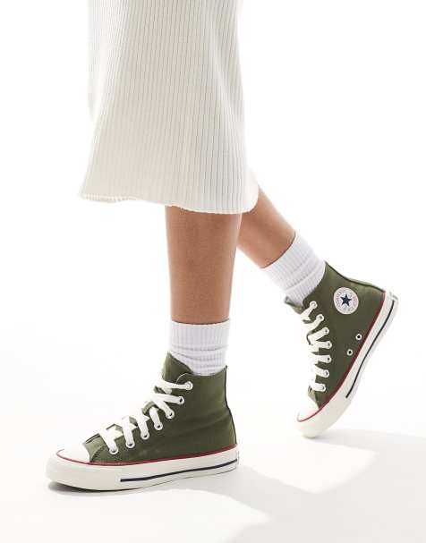 Converse Chuck Taylor All star Hi trainers with chunky laces in green - view 1