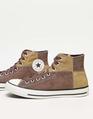 Converse Chuck Taylor All Star Hi trainers with patchwork in brown