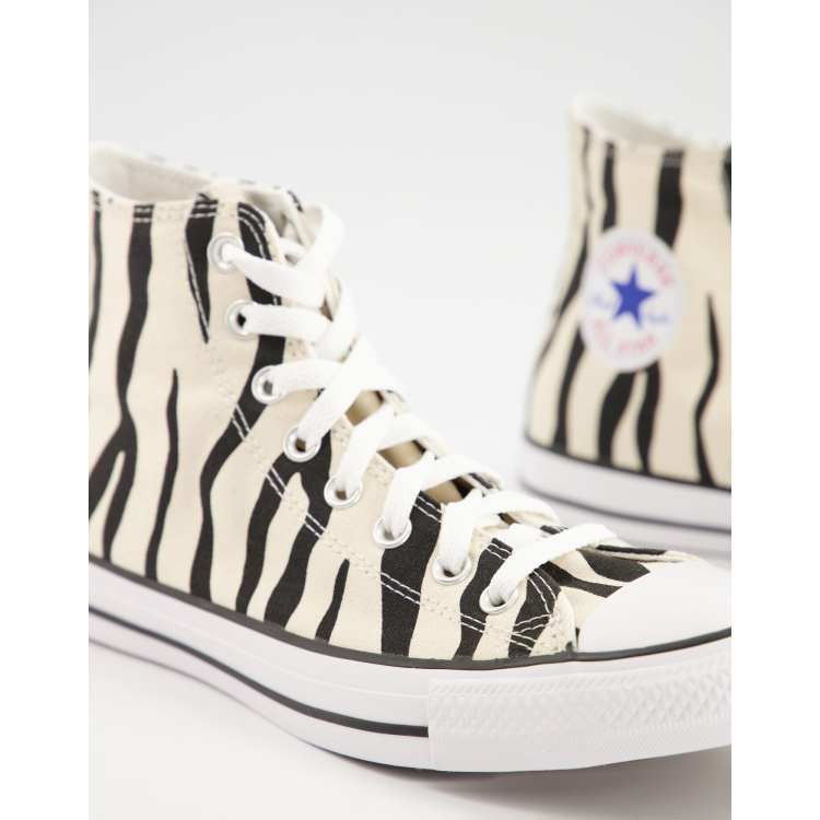 Converse Chuck Taylor All Star Hi trainers with zebra print in