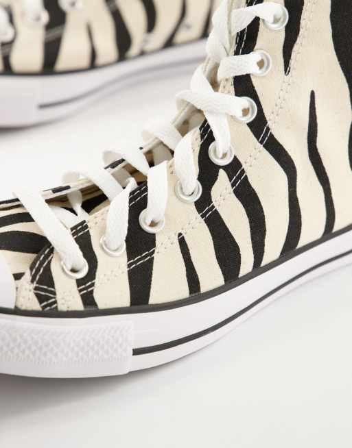 Converse Chuck Taylor All Star Hi trainers with zebra print in ecru