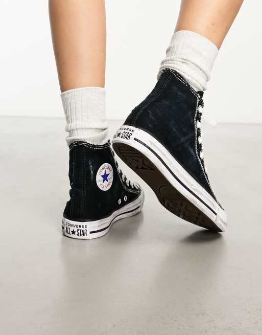 Converse Chuck Taylor All Star Hi Unisex Sneaker in Schwarz mit Used Details ASOS