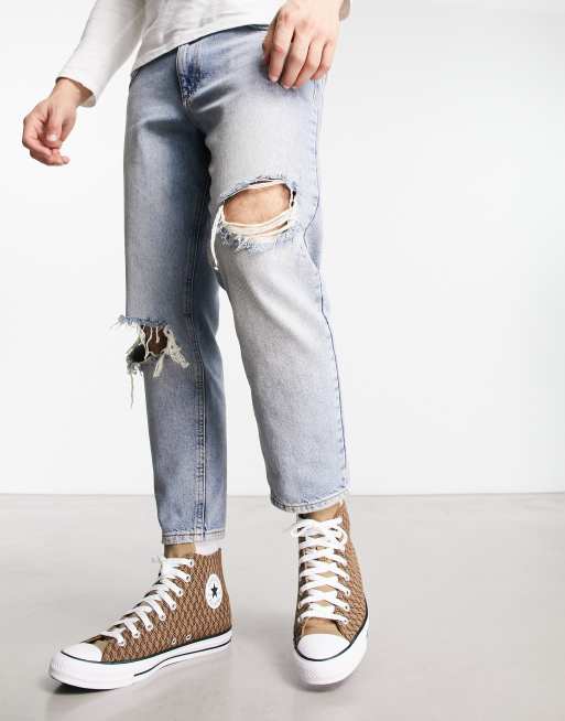 Converse Chuck Taylor - All Star Hi - Velourbrune sneakers med sildebensmønster