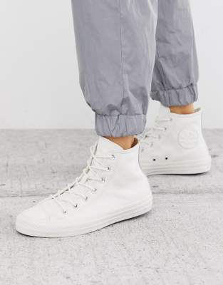 white converse high tops on feet