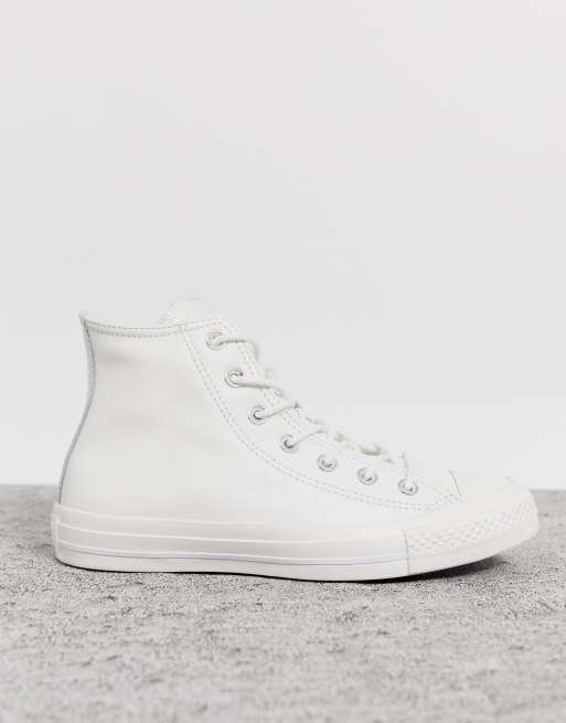 All white leather converse high tops clearance