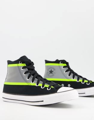 Black and neon green converse online