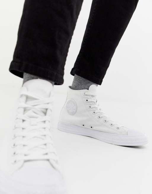 Converse – Chuck Taylor All Star Hi – Vita tygskor med höga skaft 1U646