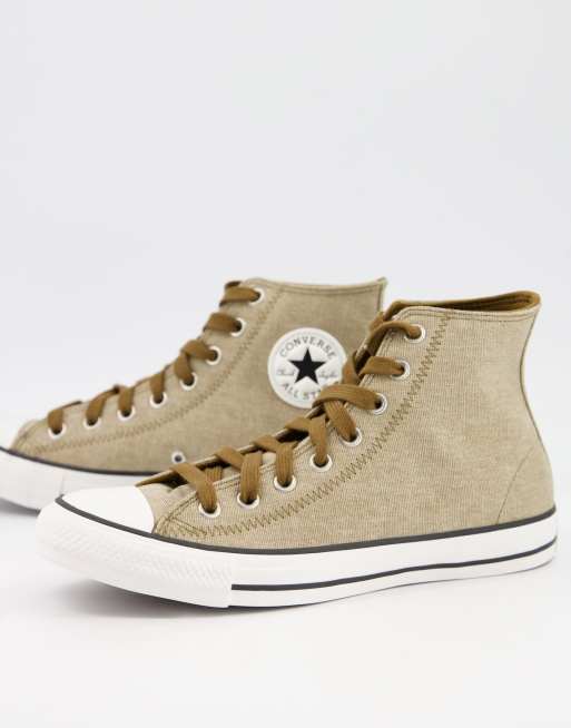 washed denim high top converse